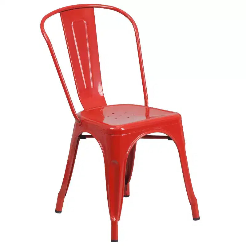 Emma and Oliver Commercial Grade 24 Round Metal Indoor-Outdoor Table Set with 2 Cafe Chairs