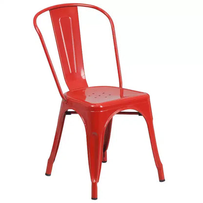 Emma and Oliver Commercial Grade 24 Round Metal Indoor-Outdoor Table Set with 2 Cafe Chairs