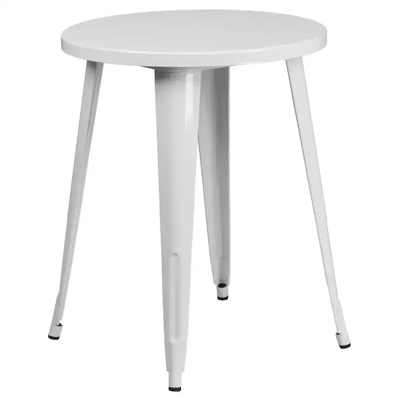 Emma and Oliver Commercial Grade 24 Round Metal Indoor-Outdoor Table Set with 2 Cafe Chairs