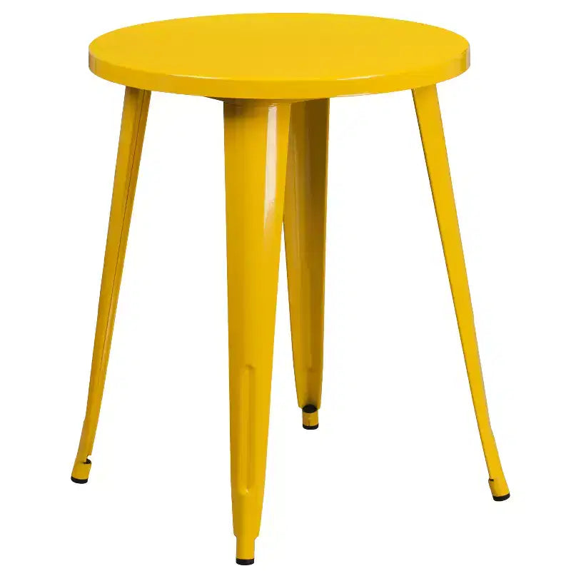 Emma and Oliver Commercial Grade 24 Round Metal Indoor-Outdoor Table Set with 2 Cafe Chairs
