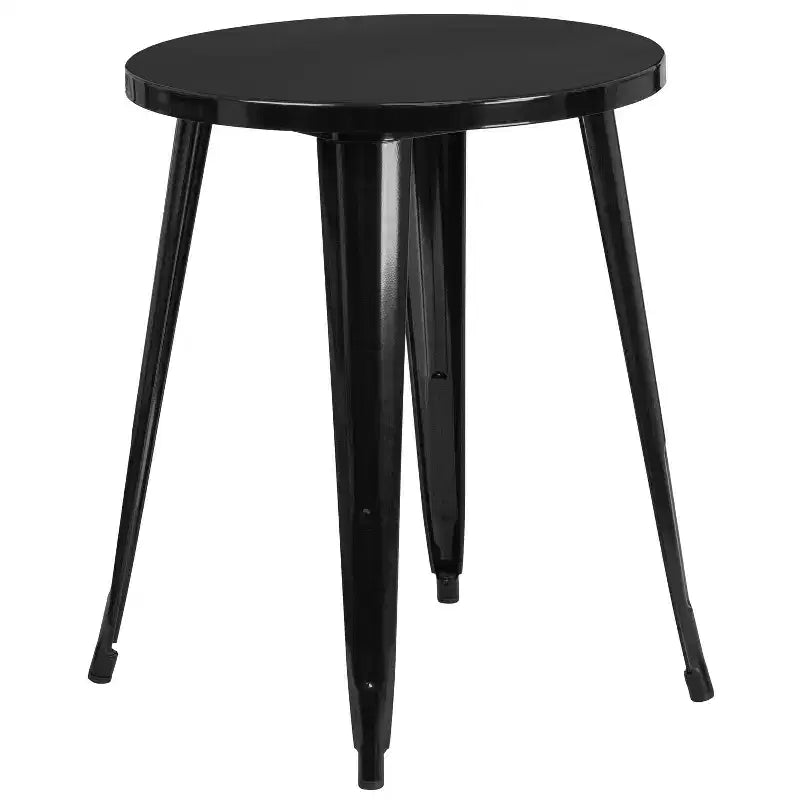 Emma and Oliver Commercial Grade 24 Round Metal Indoor-Outdoor Table Set with 2 Cafe Chairs