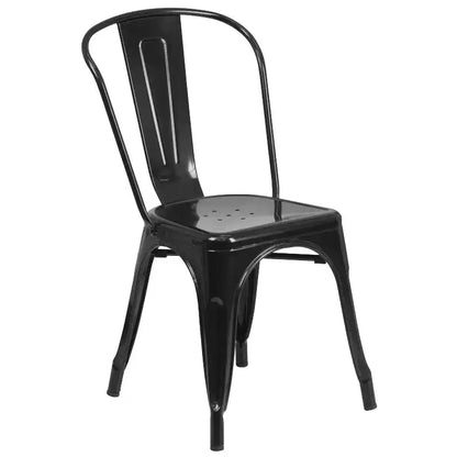 Emma and Oliver Commercial Grade 24 Round Metal Indoor-Outdoor Table Set with 2 Cafe Chairs