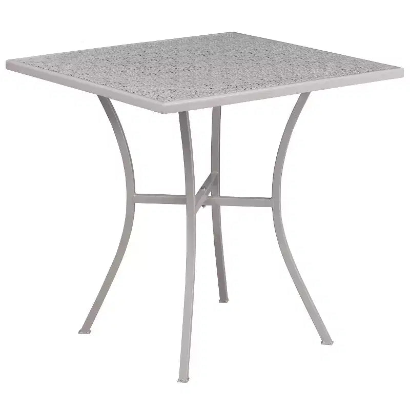 Ensemble de table de patio et de jardin carrée en métal de qualité commerciale Emma et Oliver de 28 po avec 2 chaises à dossier carré