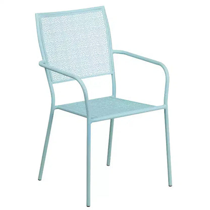 Ensemble de table de patio et de jardin carrée en métal de qualité commerciale Emma et Oliver de 28 po avec 2 chaises à dossier carré