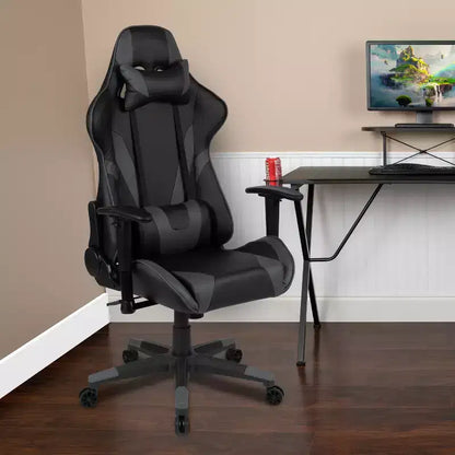 Emma and Oliver Racing Gaming Ergonomic Chair with Fully Reclining Back in Red LeatherSoft