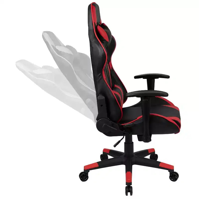 Emma and Oliver Racing Gaming Ergonomic Chair with Fully Reclining Back in Red LeatherSoft