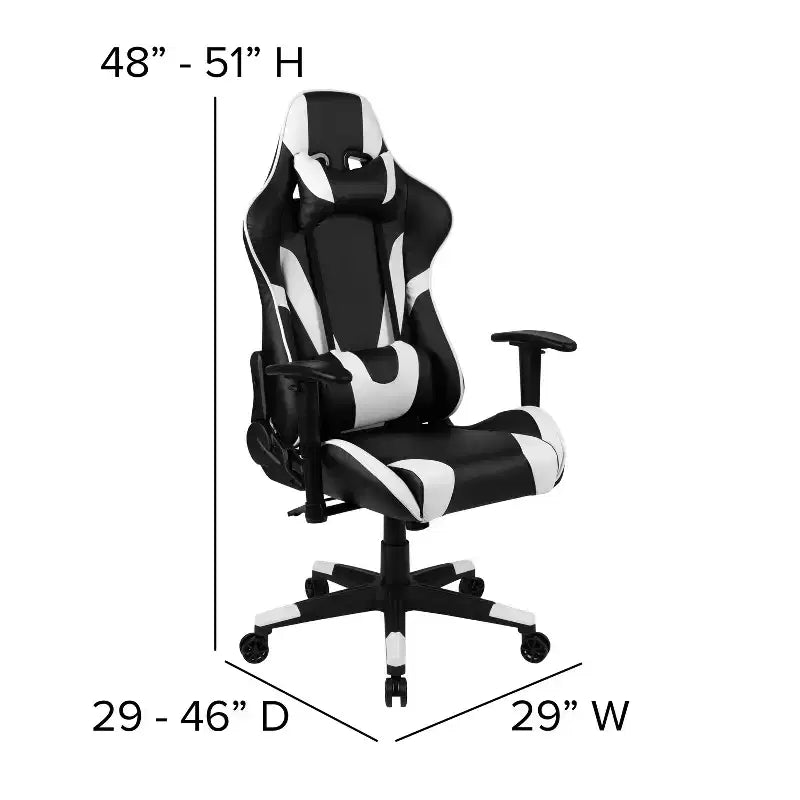 Emma and Oliver Racing Gaming Ergonomic Chair with Fully Reclining Back in Red LeatherSoft