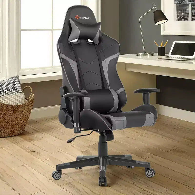 Costway Massage Gaming Chair Reclining Swivel Racing Office Chair w/Lumbar Support