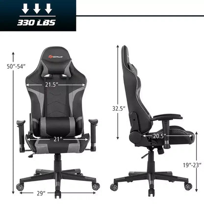 Costway Massage Gaming Chair Reclining Swivel Racing Office Chair w/Lumbar Support