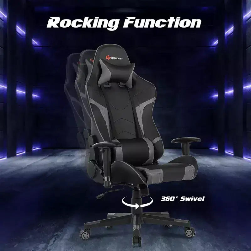 Costway Massage Gaming Chair Reclining Swivel Racing Office Chair w/Lumbar Support