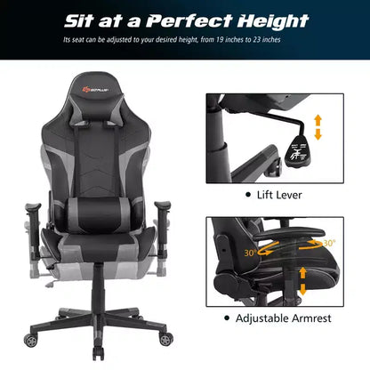Costway Massage Gaming Chair Reclining Swivel Racing Office Chair w/Lumbar Support