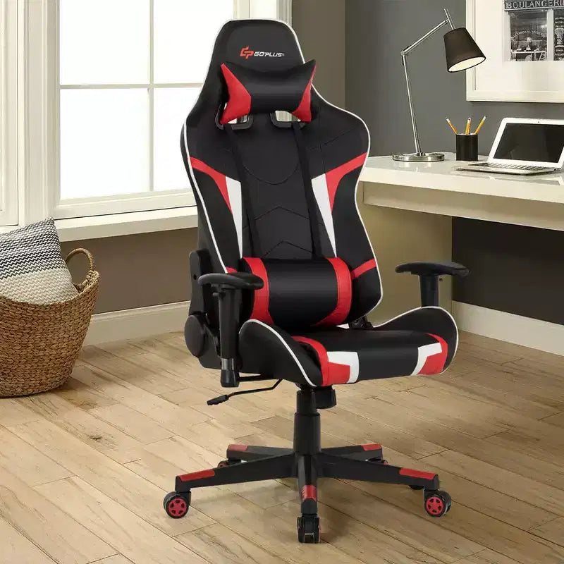 Costway Massage Gaming Chair Reclining Swivel Racing Office Chair w/Lumbar Support