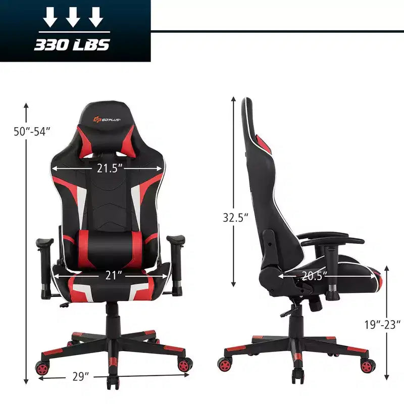 Costway Massage Gaming Chair Reclining Swivel Racing Office Chair w/Lumbar Support