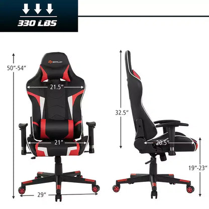Costway Massage Gaming Chair Reclining Swivel Racing Office Chair w/Lumbar Support