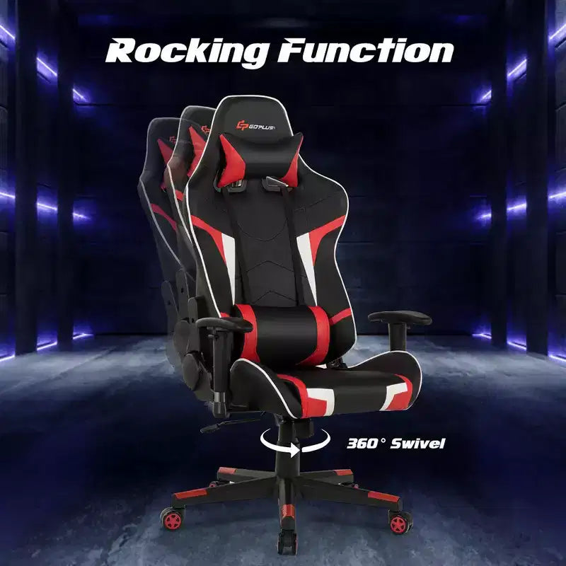 Costway Massage Gaming Chair Reclining Swivel Racing Office Chair w/Lumbar Support