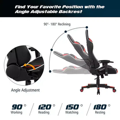 Costway Massage Gaming Chair Reclining Swivel Racing Office Chair w/Lumbar Support