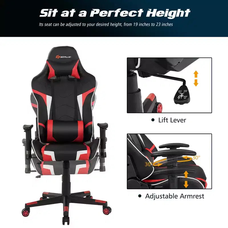 Costway Massage Gaming Chair Reclining Swivel Racing Office Chair w/Lumbar Support