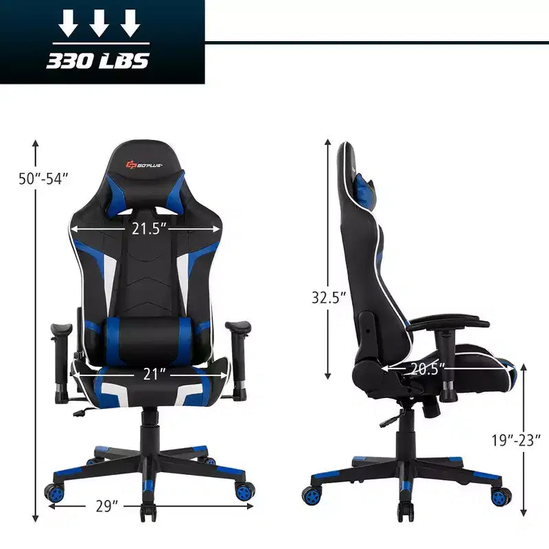 Costway Massage Gaming Chair Reclining Swivel Racing Office Chair w/Lumbar Support