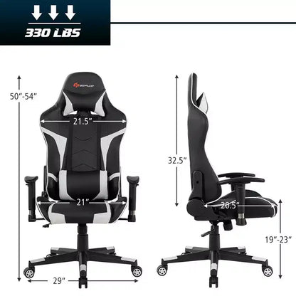 Costway Massage Gaming Chair Reclining Swivel Racing Office Chair w/Lumbar Support