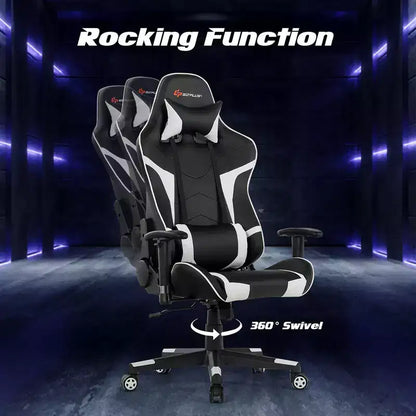 Costway Massage Gaming Chair Reclining Swivel Racing Office Chair w/Lumbar Support