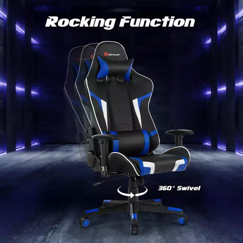 Costway Massage Gaming Chair Reclining Swivel Racing Office Chair w/Lumbar Support