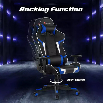 Costway Massage Gaming Chair Reclining Swivel Racing Office Chair w/Lumbar Support