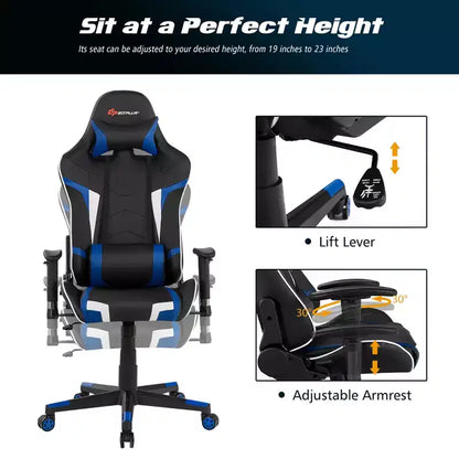Costway Massage Gaming Chair Reclining Swivel Racing Office Chair w/Lumbar Support
