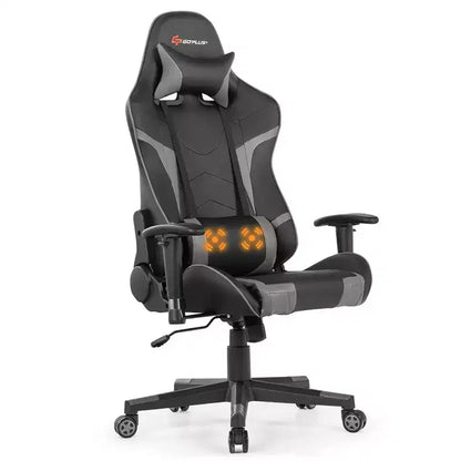 Costway Massage Gaming Chair Reclining Swivel Racing Office Chair w/Lumbar Support