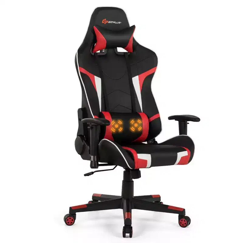 Costway Massage Gaming Chair Reclining Swivel Racing Office Chair w/Lumbar Support