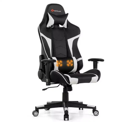 Costway Massage Gaming Chair Reclining Swivel Racing Office Chair w/Lumbar Support