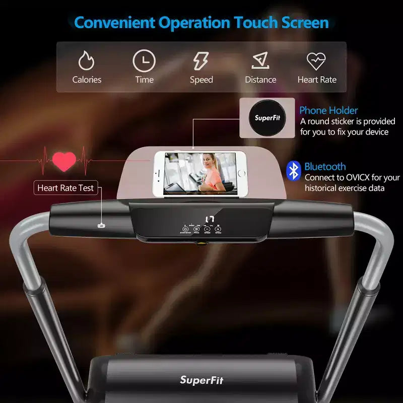 Costway 3HP Folding Treadmill Compact Walking Jogging Machine W/Touch Screen APP Control