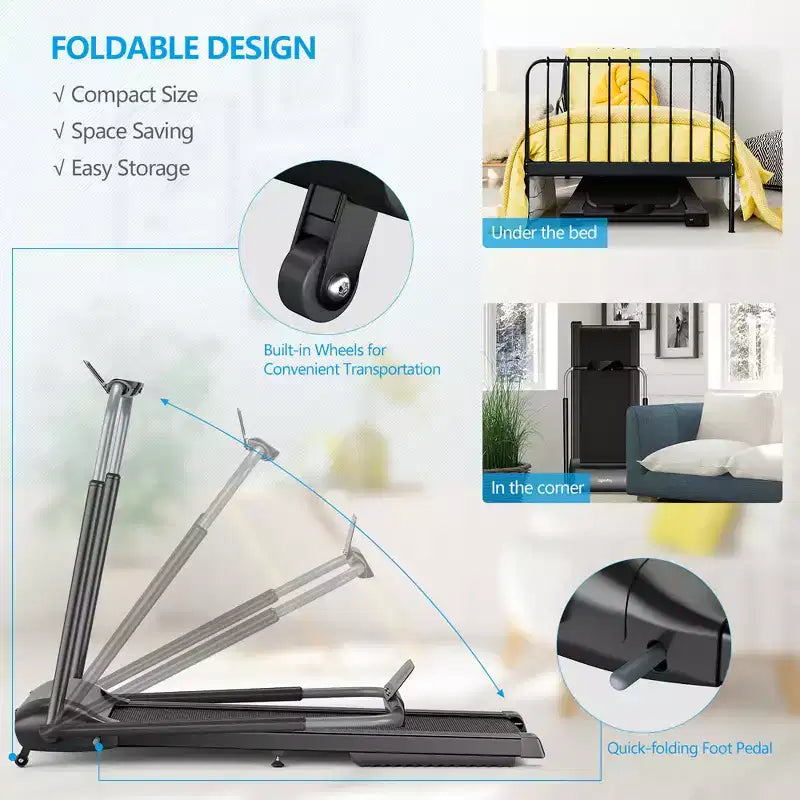 Costway 3HP Folding Treadmill Compact Walking Jogging Machine W/Touch Screen APP Control