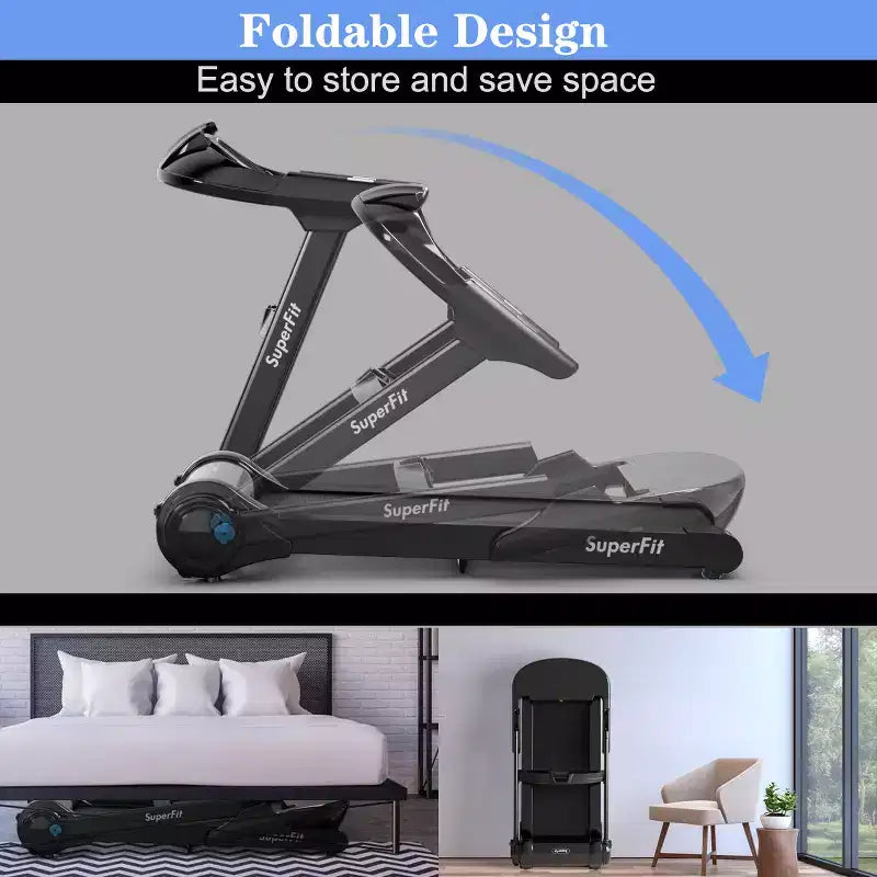Costway 2.25HP Folding Treadmill Running Machine LED Touch Display