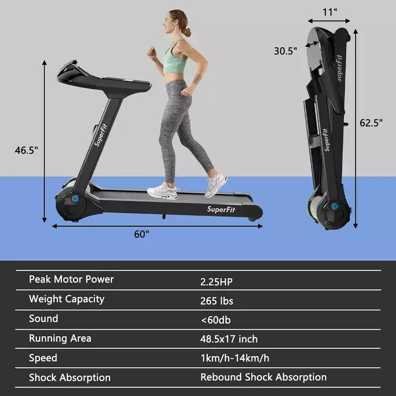 Costway 2.25HP Folding Treadmill Running Machine LED Touch Display