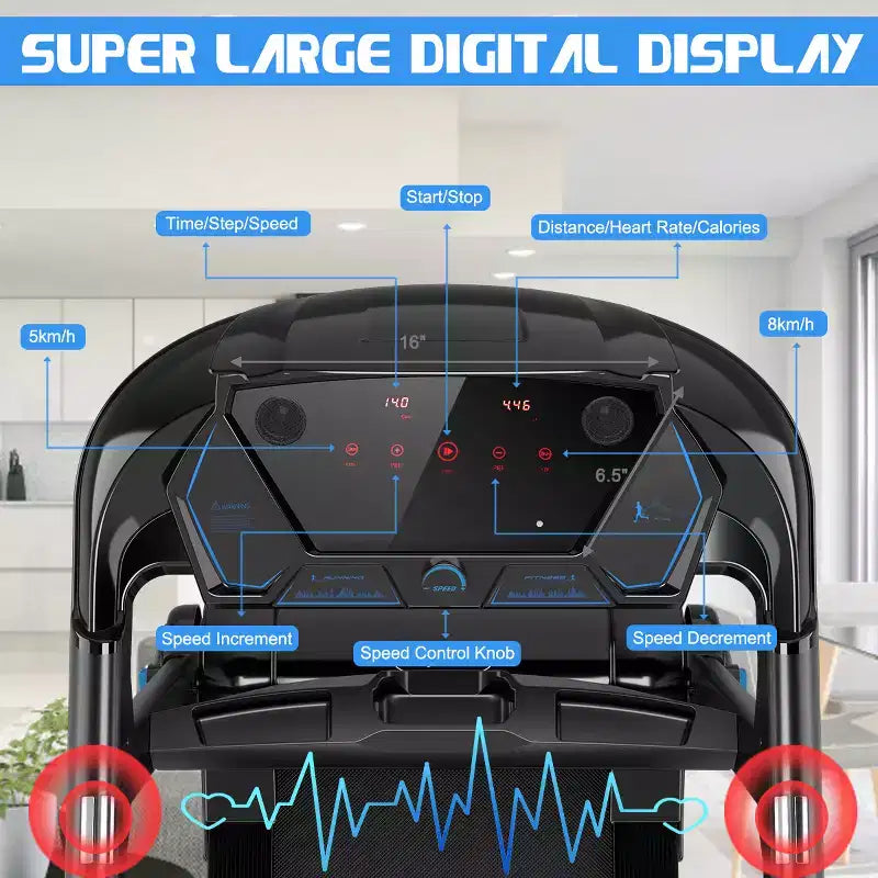 Costway 2.25HP Folding Treadmill Running Machine LED Touch Display