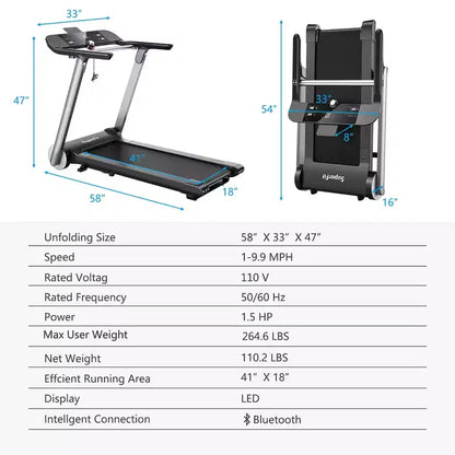 Costway Folding Electric Treadmill Jogging MachineBluetooth10 Preset Programs