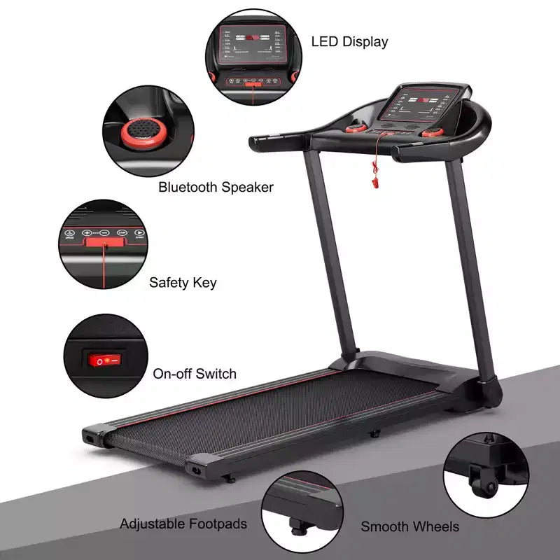 Costway 2.25HP Electric Running Machine Treadmill Bluetooth Speaker APP Control
