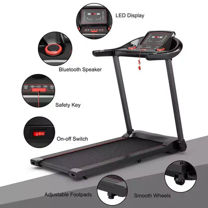 Costway 2.25HP Electric Running Machine Treadmill Bluetooth Speaker APP Control