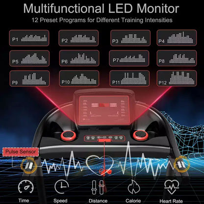 Costway 2.25HP Electric Running Machine Treadmill Bluetooth Speaker APP Control