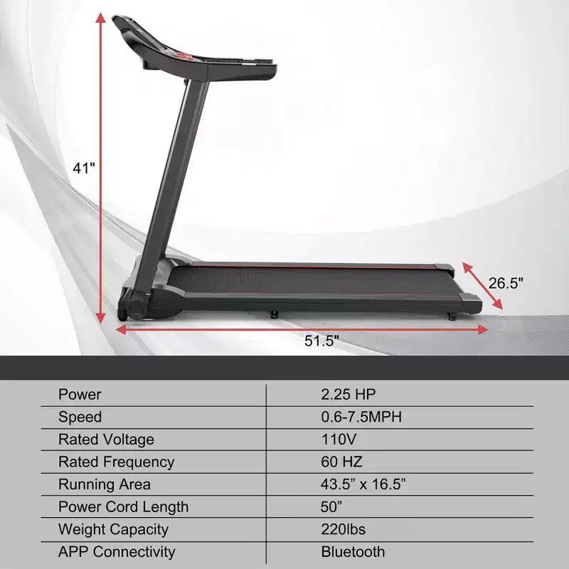 Costway 2.25HP Electric Running Machine Treadmill Bluetooth Speaker APP Control