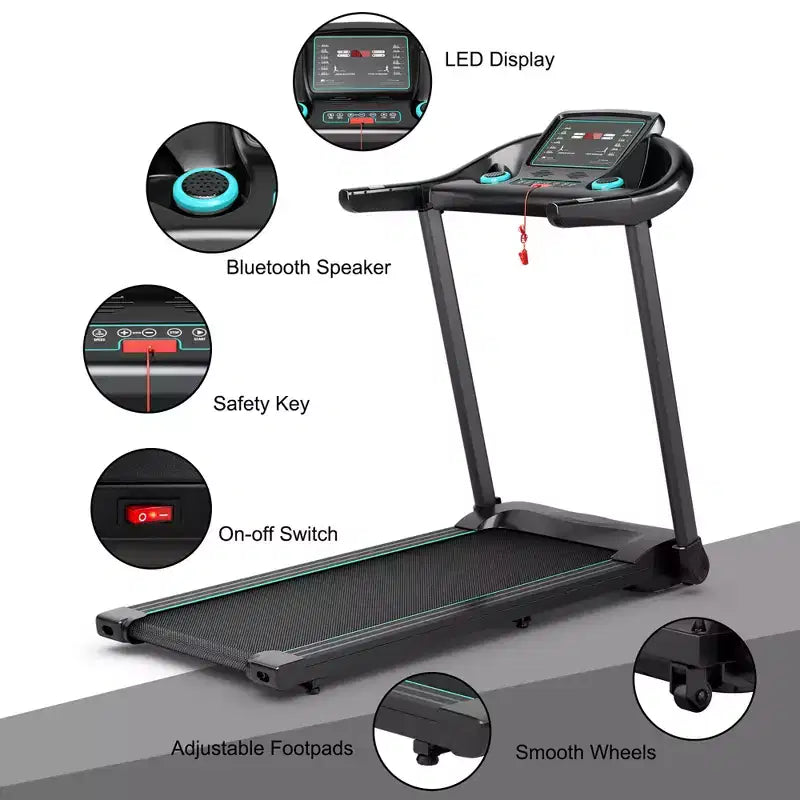 Costway 2.25HP Electric Running Machine Treadmill Bluetooth Speaker APP Control