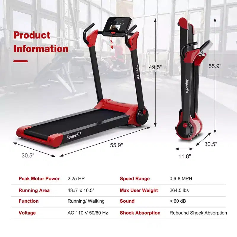 Costway Folding 2.25HP Electric Treadmill Running Machine APP Control Bluetooth