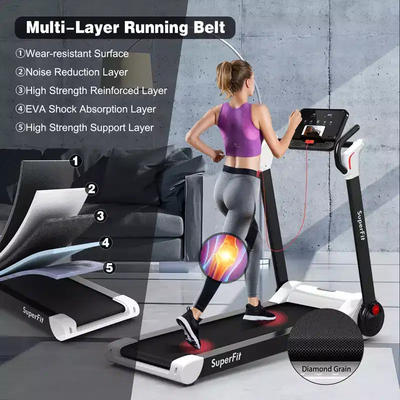 Costway Folding 2.25HP Electric Treadmill Running Machine APP Control Bluetooth