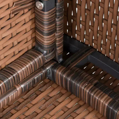 Ensemble de salle à manger Outsunny 6 pièces pour patio, en rotin tressé toutes saisons avec table à plateau aspect bois et coussins moelleux