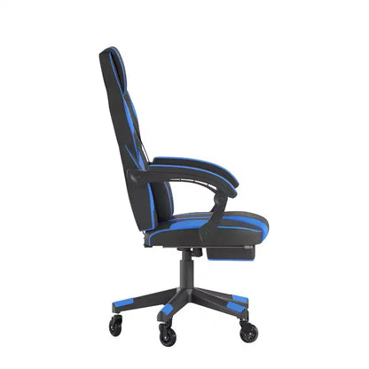 Chaise de jeu Flash Furniture X40, chaise d'ordinateur de course avec dossier et accoudoirs entièrement inclinables et roulettes transparentes, repose-pieds coulissant