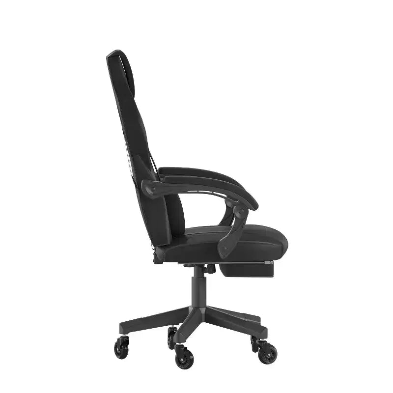 Chaise de jeu Flash Furniture X40, chaise d'ordinateur de course avec dossier et accoudoirs entièrement inclinables et roulettes transparentes, repose-pieds coulissant
