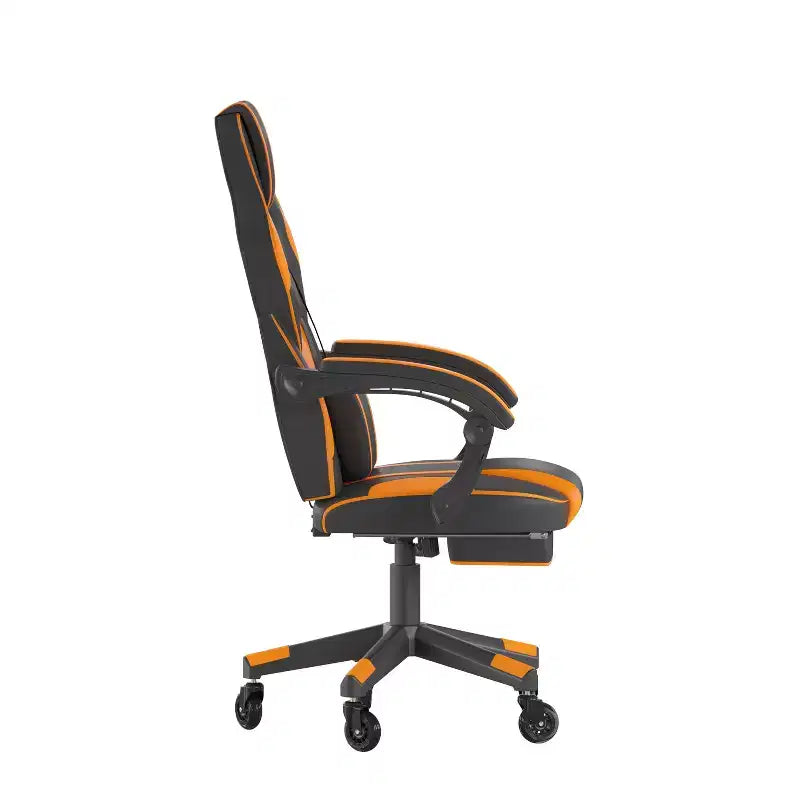 Chaise de jeu Flash Furniture X40, chaise d'ordinateur de course avec dossier et accoudoirs entièrement inclinables et roulettes transparentes, repose-pieds coulissant