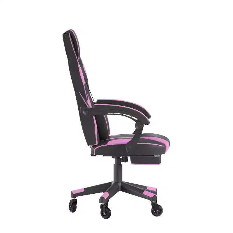 Chaise de jeu Flash Furniture X40, chaise d'ordinateur de course avec dossier et accoudoirs entièrement inclinables et roulettes transparentes, repose-pieds coulissant