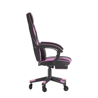 Chaise de jeu Flash Furniture X40, chaise d'ordinateur de course avec dossier et accoudoirs entièrement inclinables et roulettes transparentes, repose-pieds coulissant