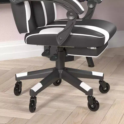 Chaise de jeu Flash Furniture X40, chaise d'ordinateur de course avec dossier et accoudoirs entièrement inclinables et roulettes transparentes, repose-pieds coulissant